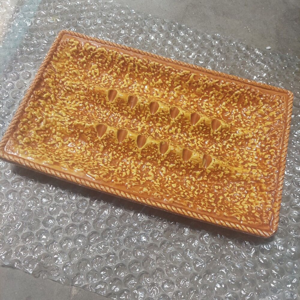 Vintage Ashtray Brinn's Ceramic Retro Orange Rectangular